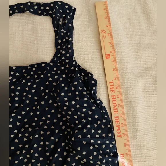 Blue Silk Navy Tank Top with Heart Pattern Women’s XS Silk Lightweight - Picture 7 of 7